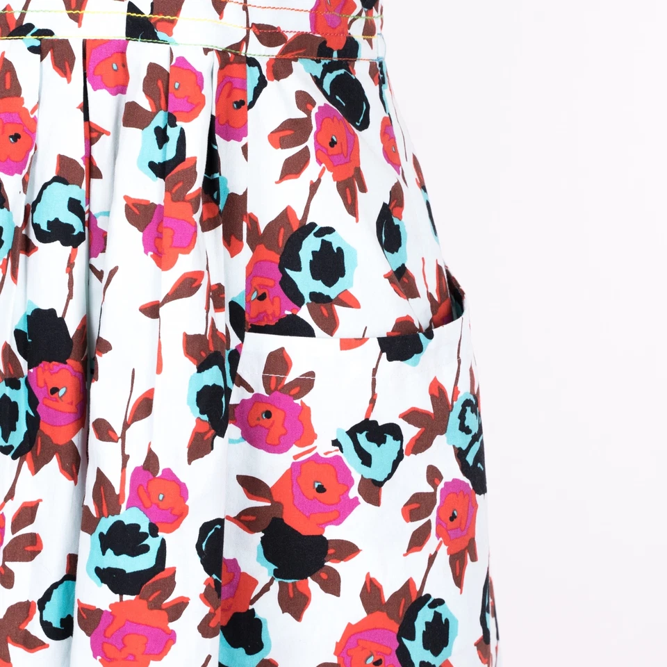 Vestido a medida Plenty By Tracy Reese de algodón floral entallado y acampanado forrado - Talla P Foto 4 de 4