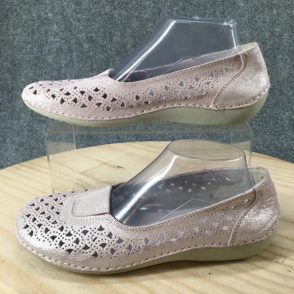 Zapatos Propet para mujer 8,5 EE Cabrini mocasines sin cordones planos WCX064L gamuza púrpura Foto 2 de 4