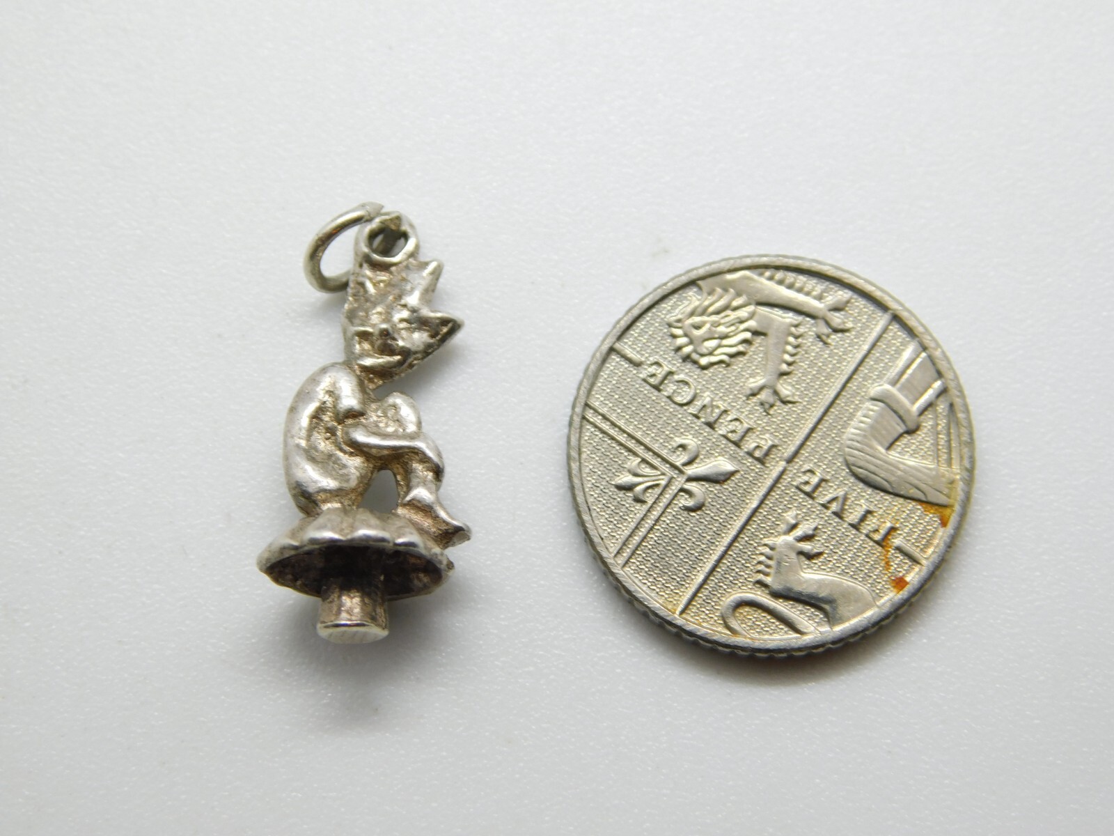 Sterling Silver Cornish Pixie on a Toadstool Char… - image 4