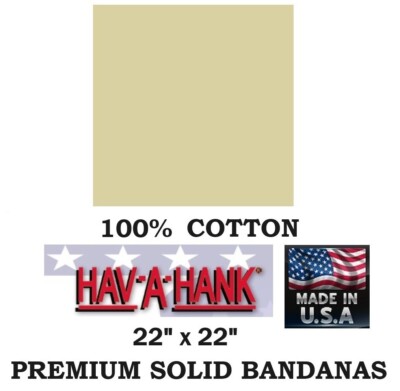 USA MADE Hav-A-Hank TAN KHAKI BEIGE BUFF SOLID BANDANA Head Wrap Neck Face Scarf