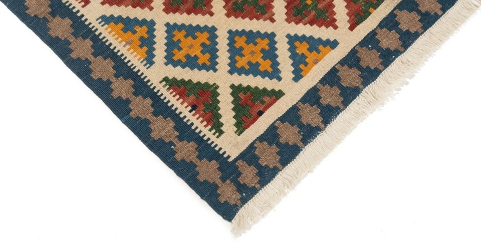 Alfombra persa tejida a mano Kelim 90x67 CM alfombra de lana Kilim beige oriental Foto 3 de 4