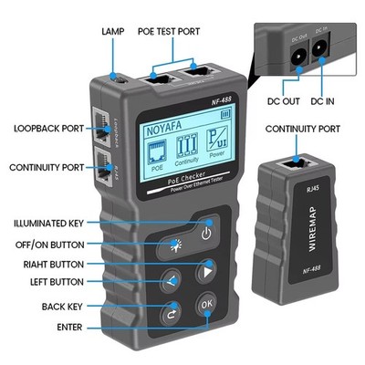 Network Lan Cable Tester PoE Checker Over The Ethernet Tester Noyafa NF-488