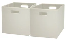 Better Homes & Gardens Fabric Cube Storage Bins (12.75" x 12.75"), Ivory, 2 Pack