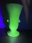 As Is-light Stains-small Fleabite-Vtg Anchor Hocking Vitrock Uranium Glass Vase