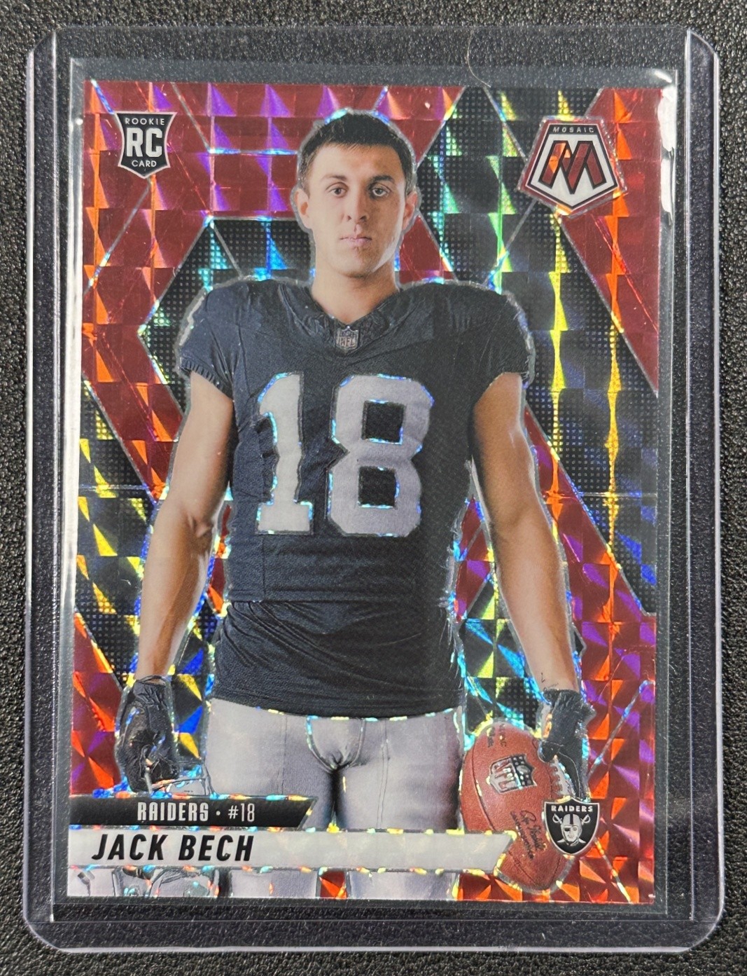 JACK BECH 2025 PANINI MOSAIC #280 ROOKIE VARIATION RED PRIZM RC RAIDERS
