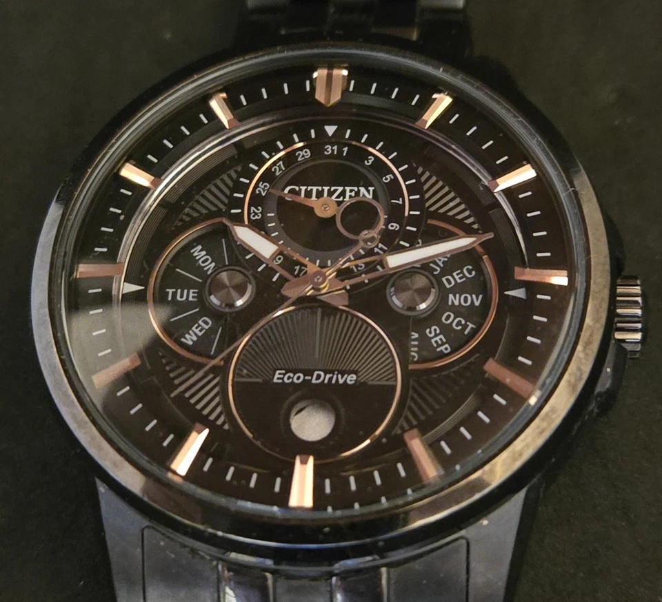Men's Citizen Calendrier Eco-Drive Moonphase Watch.FREE SHIPPING. - Image 2 of 4