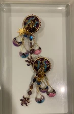 Lunch At The Ritz Tribal Clip On Earrings Purple