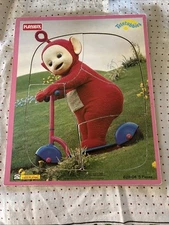 Vintage Teletubbies Playskool Wooden Tray Puzzle 5 Pieces 1998 Po On Scooter D3