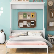 Queen Size Murphy Bed with a Shelf, Murphy Wall Bed,Space-saving Design