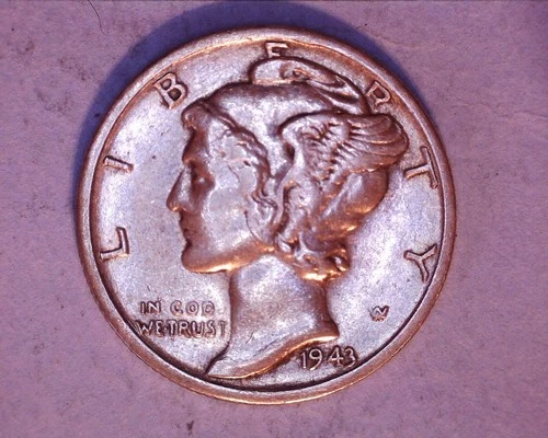 1943-S  Mercury Head Silver Dime   VF  **211-6
