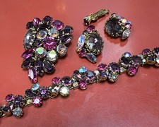 BIANCO 3pz Splendido Set Strass Aurora Rossa Spilla Bracciale Orecchini Sono Così Come Sono