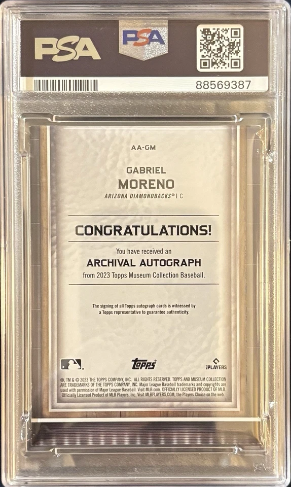 2023 Topps Museum Collection Archival Autographs Gabriel Moreno RC PSA 8 /299 - Image 2 of 2