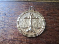 VINTAGE GILDED ZODIAC SIGN " LIBRA " PENDANT WITH BLANK REVERSE FOR ENGRAVING