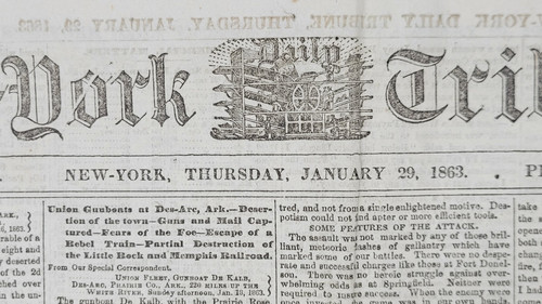 New York Tribune 1/29/1863 Rebel Defense of Vicksburg / Joe Johnston / Monitor