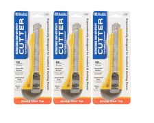 BAZIC Retractable Snap Off Utility Steel Top Multipurpose CUTTER  KNIFE Set of 3