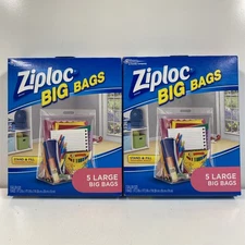 LOT x2 ZIPLOC BIG BAGS 3 Gallon Size Stand & Fill 5 Large SC Johnson 15x15x7 In.