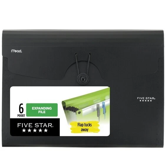 Mead Five Star Expanding File 6 Pocket Letter Size Asst Color School Office Home - Image 3 of 4
