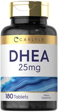 DHEA 25mg | 180 Tablets | Vegetarian | Non-GMO, Gluten Free | by Carlyle 