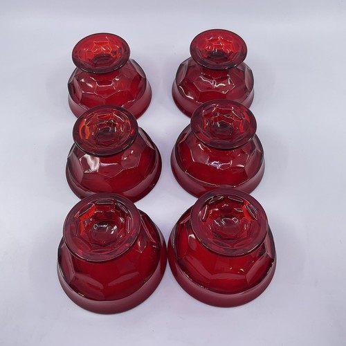 Set of 6 Vintage Viking Glass GEORGIAN Red /Ruby Sherbets / Champaign - Picture 8 of 10