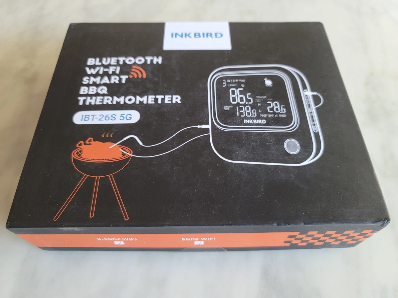 INKBIRD BBQ Cooking Thermometer 5G WiFi Remote Control Bluetooth 5.1 Backlit LCD