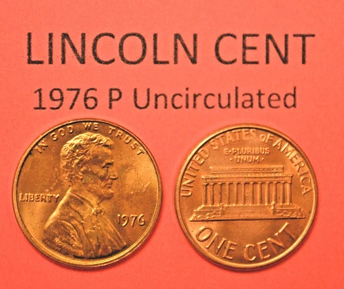 1976-P Lincoln Memorial  Cent  BU    Red  Nice  US  Coin   FREE  Shipping