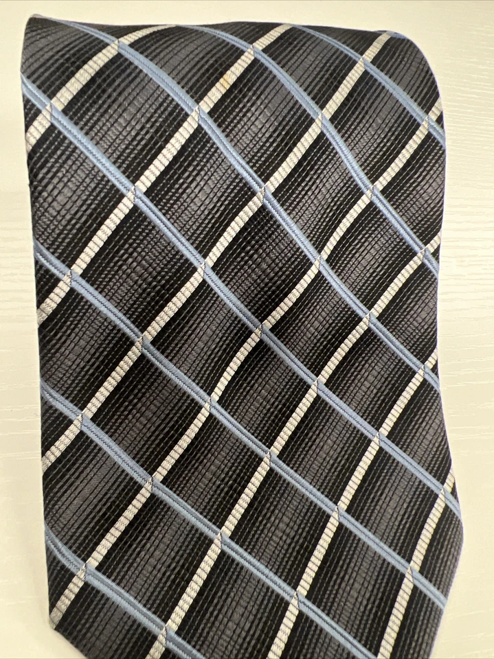 Jos A. Corbata de cuello Bank para hombre gris y azul claro Argyle a cuadros seda $89 Foto 3 de 4