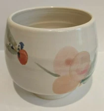 Sibylle Pottery Peach Blossom Feminine Dainty Floral Planter Bowl Signed