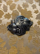 ELEGANT MARKED STERLING REPOUSSE FLORAL FLOWER PIN BROOCH