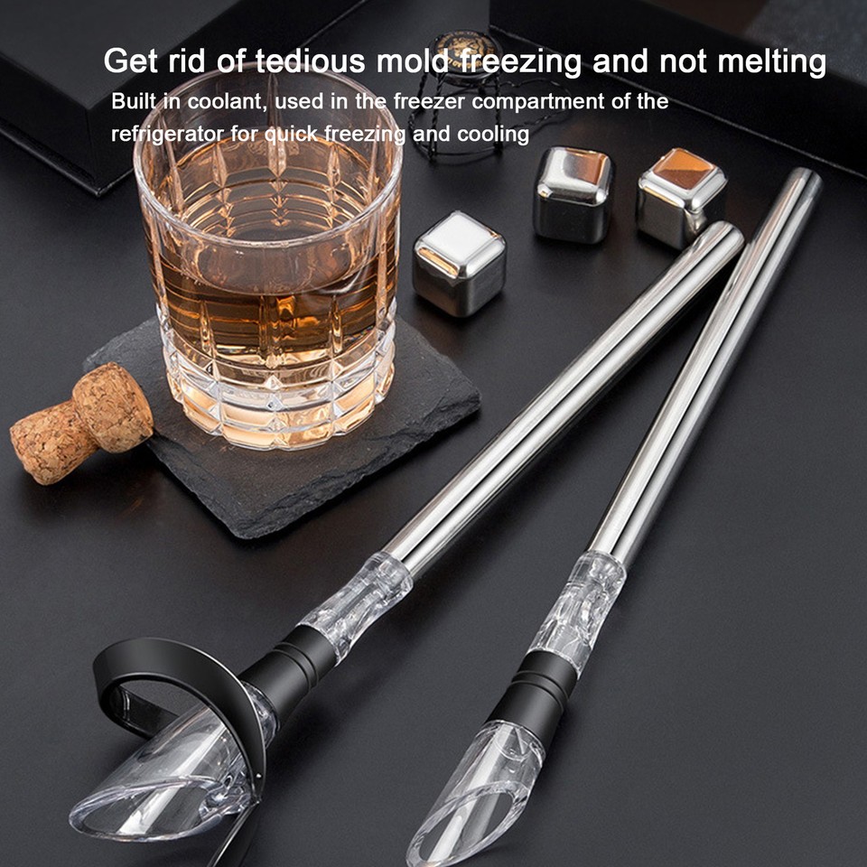 Metal Drink Chiller Wine Chiller Stick W Wine Pourer Stainless Steel