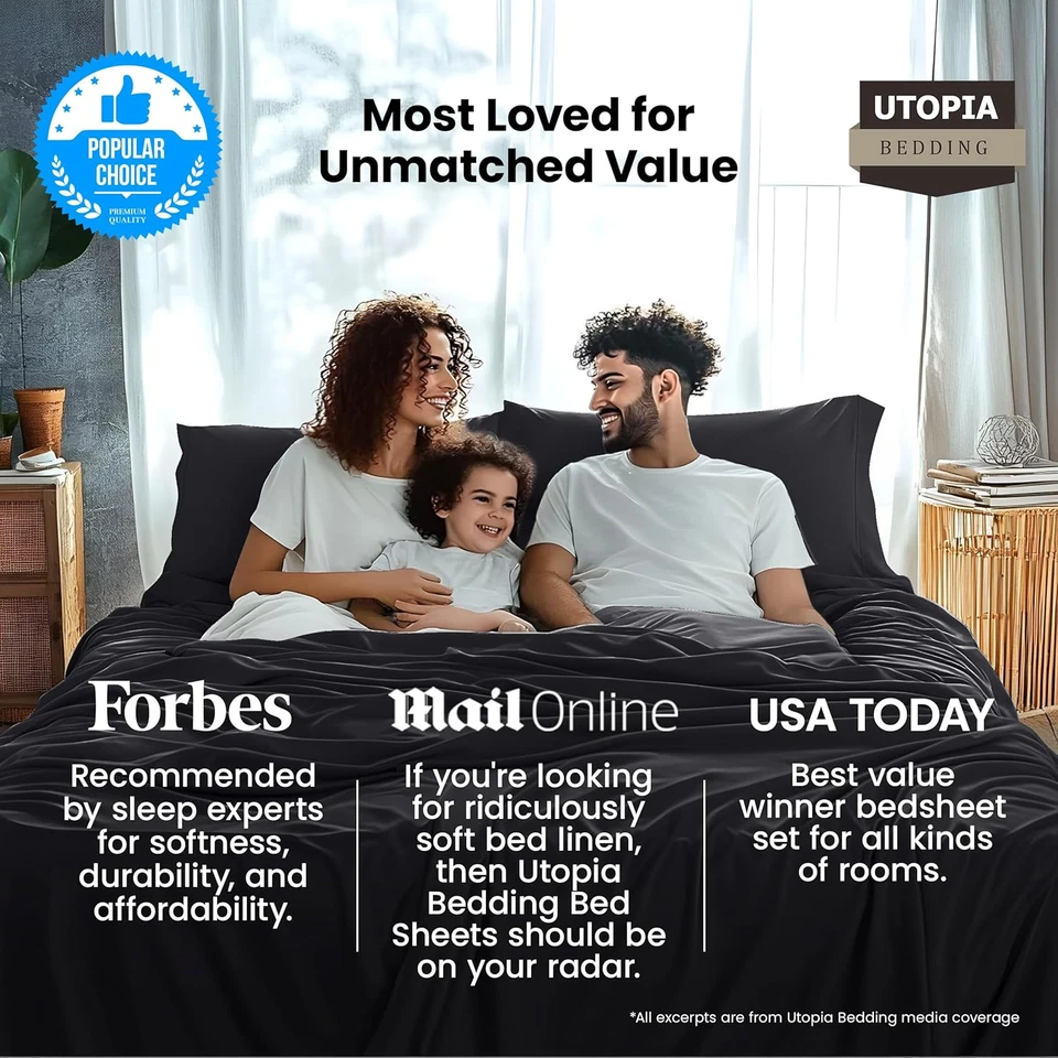 Set di lenzuola per letto California King, in microfibra spazzolata, resistente - Immagine 3 di 4