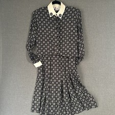 Vtg Prophecy Women s 8/10 Skirt Set Navy Blue Long Sleeve Modest 0690