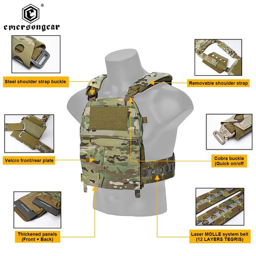 Emerson FRO Style V5 Tactical Vest Combat Plate Carrier Laser Cut Quick Detach - Picture 2 of 23