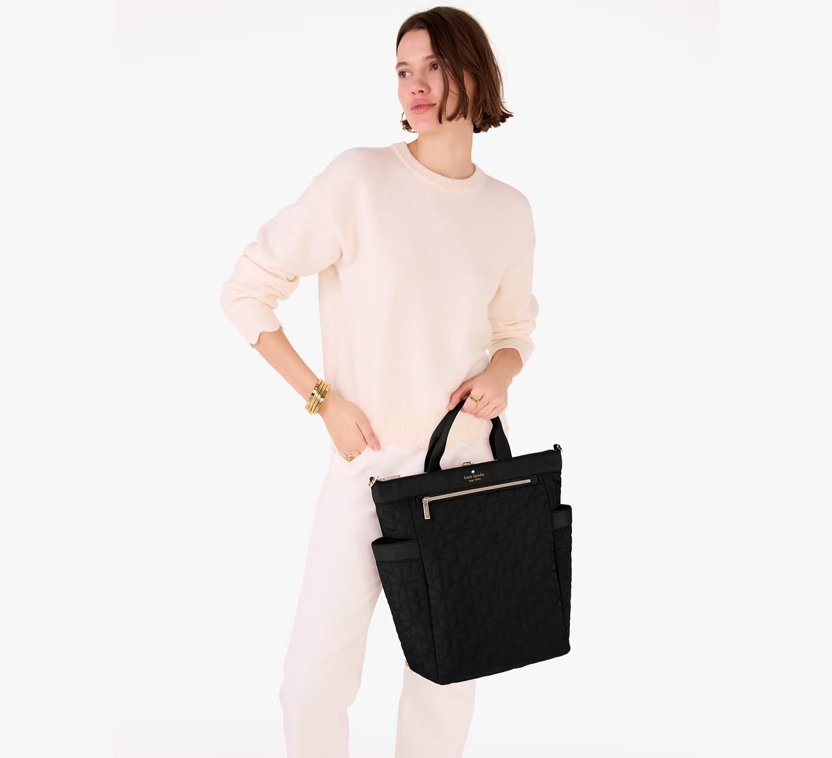 kate spade 黒 バックパック Kate Spade New York Spade Flower Quilted Nylon Convertible