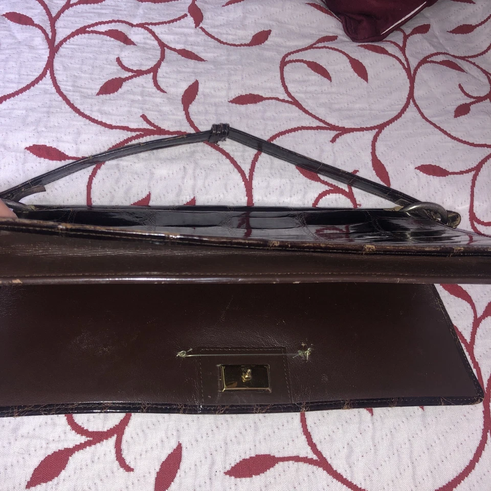 SUPERBE SAC VINTAGE EN CROCO VÉRITABLE - Photo 4/4