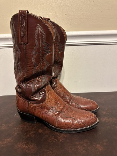 Lucchese Ostrich Leg Brown Western Boots Men's Size 8.5 D - Picture 4 of 9