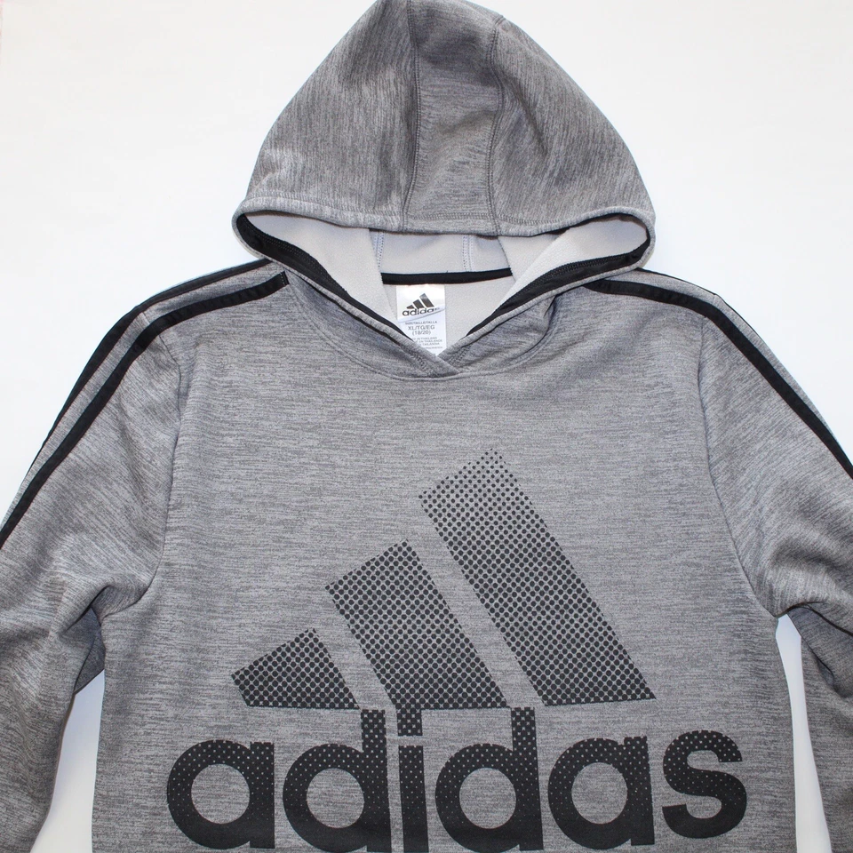 Adidas Hoodie Sweatshirt Pullover Youth Boys XL 18/20 Gray With Black Graphics - Image 4 of 4