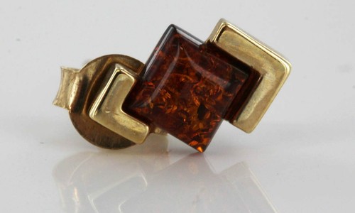 Italian Made Unique German Amber Stud Earrings In 9ct Gold GS0075 RRP£245!!! - Picture 10 of 13