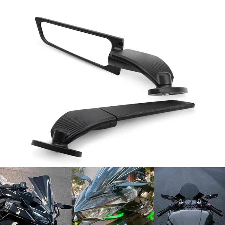CNC For Kawasaki Ninja 250/R 300 400/R 650 Mirrors Wind Wing Rotating Rearview Foto 3 de 4