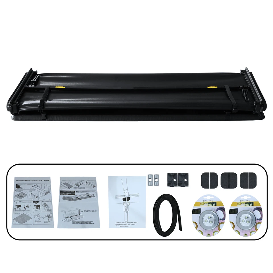 6.5FT Soft 4-Fold Tonneau Cover For 1999-2007 Chevy Silverado GMC Sierra 1500 - Image 2 of 4