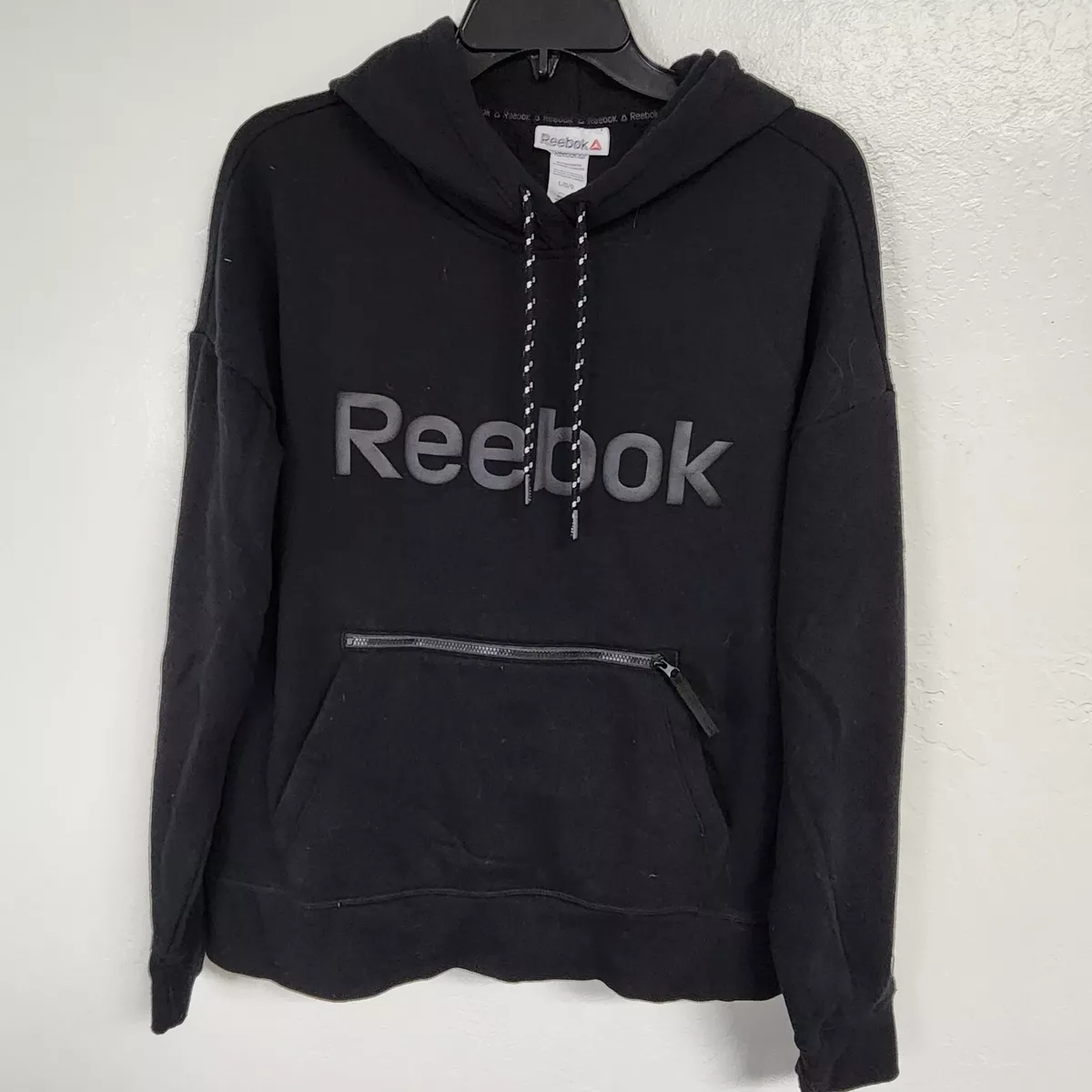 Reebok Women s Size L Soft Cropped Gravity Hoodie Sweatshirt Black