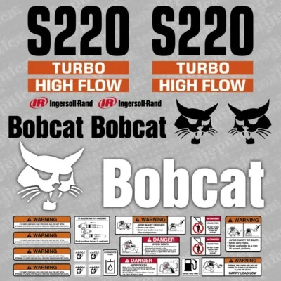 Bobcat S220 Turbo High Flow Lader Aftermarket Aufkleber / Ersatzaufkleber Set - Bild 1 von 3