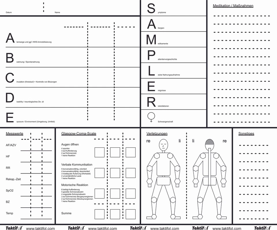 Taktifol Quicknote Rescue Schreibblock für Rettungsdienst Krankenhaus HvO