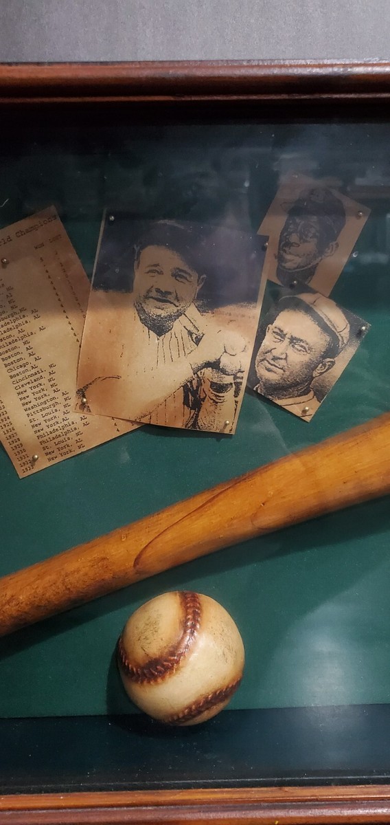 Vintage the history of baseball large display case shadow