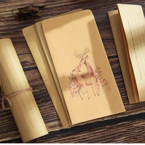 3/10Pcs Set Writing Paper and Envelope Beautiful Lovely designs with Deer  - Bild 1 von 12