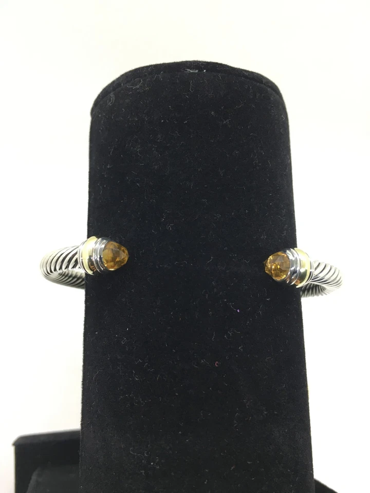 David Yurman Plata de Ley 5mm Colección de Cable Clásico, Citrino y Oro, Talla 6 Foto 3 de 4