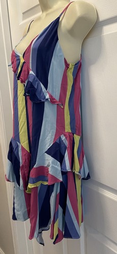 PARKER Gestreiftes Rüschenkleid Damen Mehrfarbig Boho Fließend Artsy Partykleid S - Bild 2 von 14