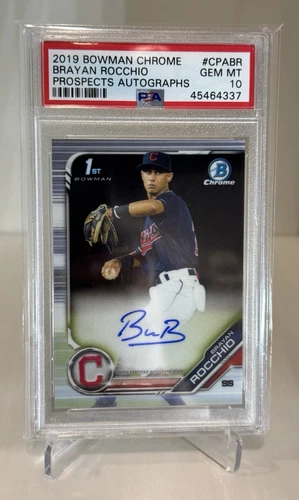 ⚾️ 2019 1st Bowman Chrome Auto Brayan Rocchio PSA 10 #CPABR Autograph 1st Bowman