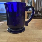 Anchor Hocking Vintage 5" Footed Glass Coffee Cup Cobalt Blue, 16 oz