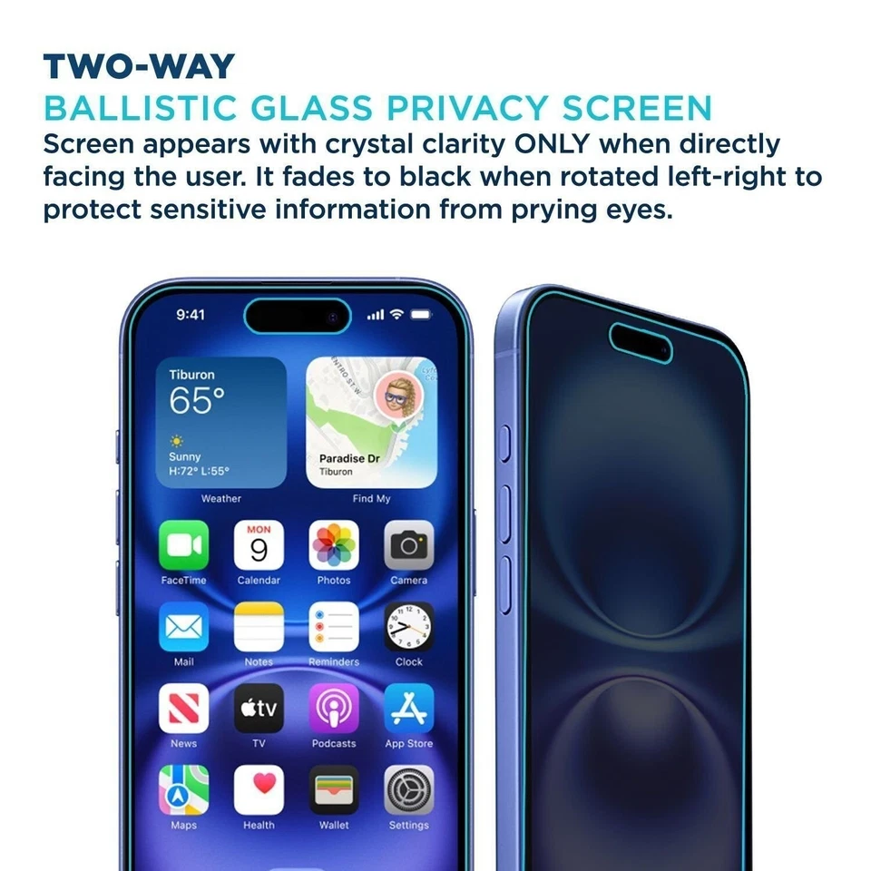 Tech Armor Privacy Ballistic Glass Screen Protector for iPhone 16 Plus - 1 Pack - Image 2 of 4