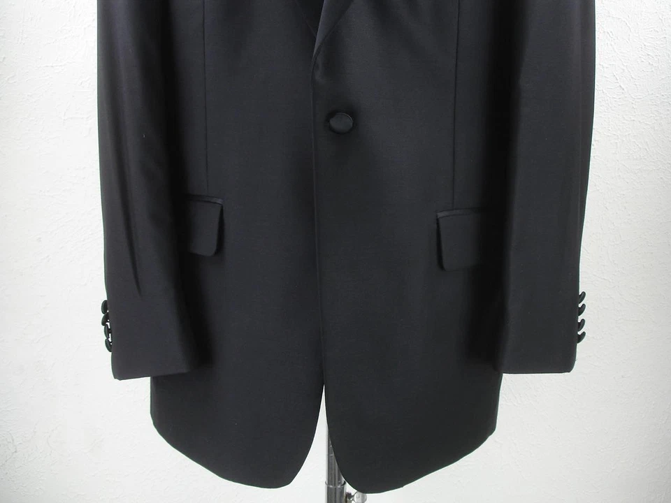 Men's sz 41R Jos. A Bank 2-Pc Formal Tuxedo Suit Black Pants 34 X 33 Satin Lapel - Image 4 of 4